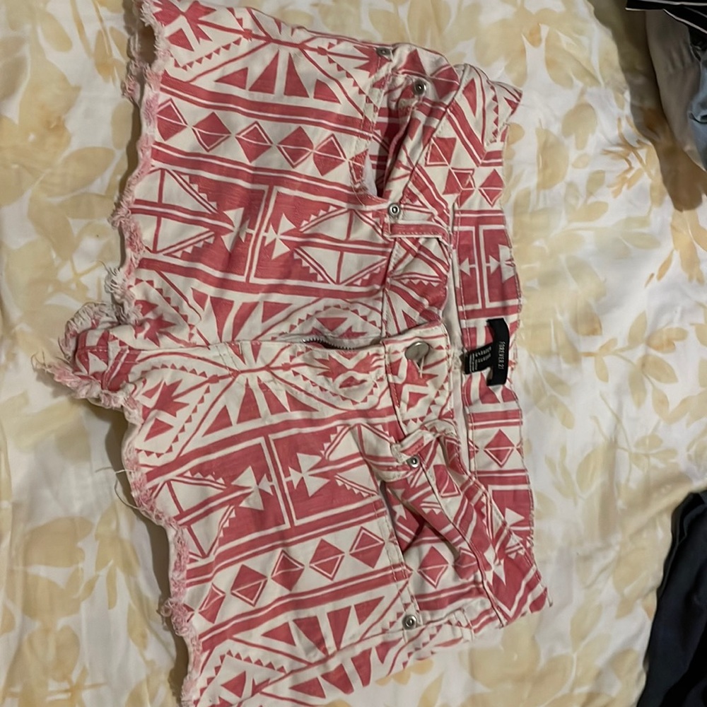 Clay/white patterned denim forever 21 shorts